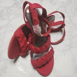 Ashley Stewart Red Suede Braided Heel